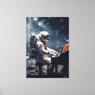 A Symphony for the Stars Astronaut Piano on Moon Canvas Print
