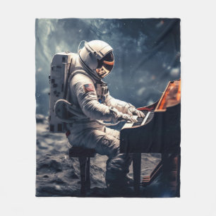 A Symphony for the Stars Astronaut Piano on Moon Fleece Blanket