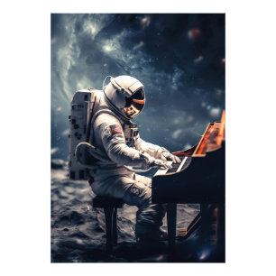 A Symphony for the Stars Astronaut Piano on Moon Photo Print