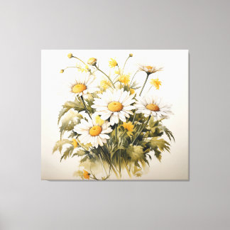 A Symphony of Blooms Daisies Watercolor Painting Canvas Print
