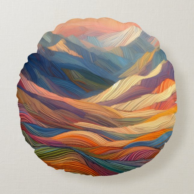 A Symphony of Colourful Patterns Round Cushion (Front)