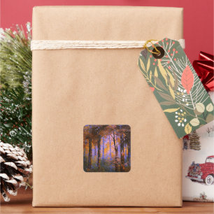 A Symphony of Leaves - Woodland Landscape Square Sticker