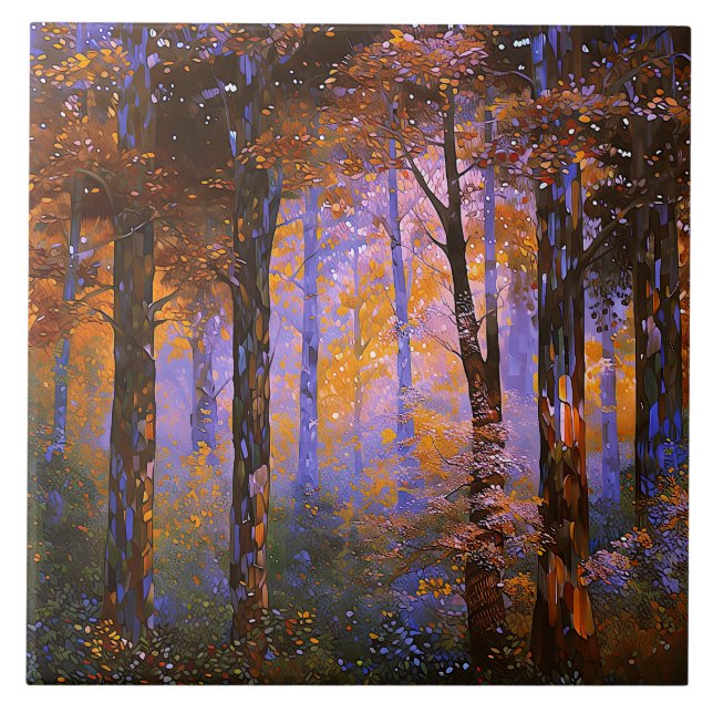 A Symphony of Leaves - Woodland Landscape Tile (Front)