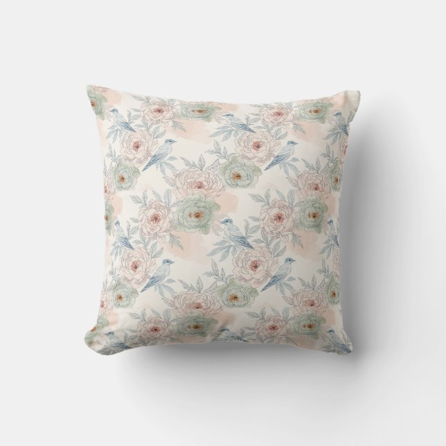 A symphony of song and petals pattern cushion (Front)