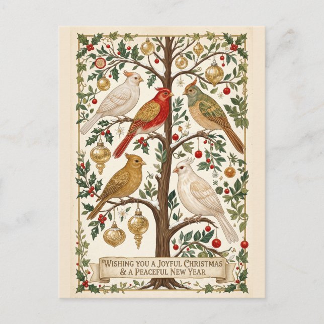 A Symphony of Winter Wings Holiday Postcard (Front)