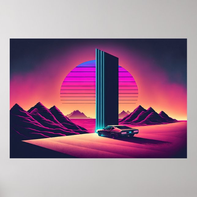 A Synthwave Drive Through the Desert Poster (Front)