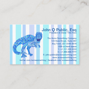 A T-Rex Dinosaur Colourful Prehistoric Stripes Business Card