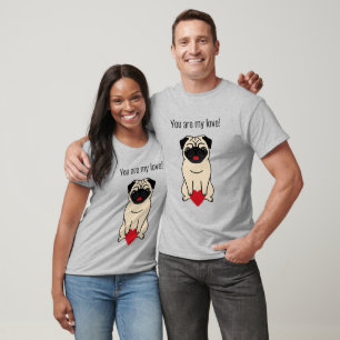 A T-shirt with a cute pug for Valentine's Day.