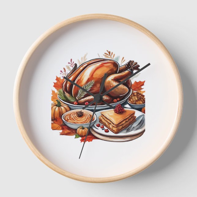 A Table Full of Gratitude Classic T-Shirt Clock (Front)