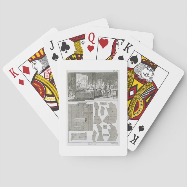A tailor's workshop and patterns, from the 'Encycl Playing Cards (Back)