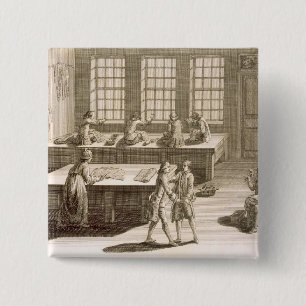 A tailor's workshop, from the 'Encyclopedie des Sc 15 Cm Square Badge