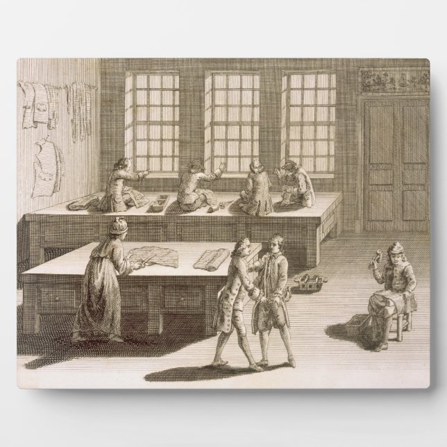 A tailor's workshop, from the 'Encyclopedie des Sc Plaque (Front)