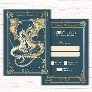 A Tale of Dragon Love   Tarot Wedding RSVP Card