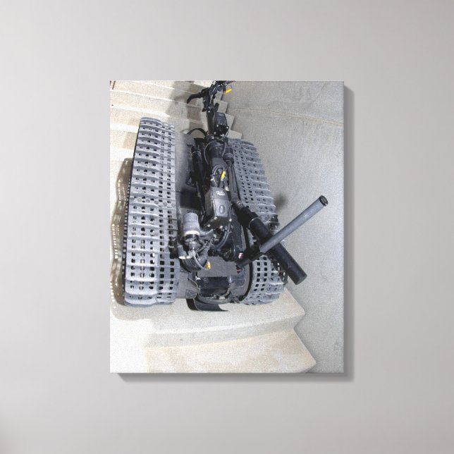 A Talon 3B robot unit climbing a flight of stai Canvas Print (Front)