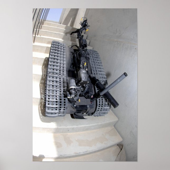 A Talon 3B robot unit climbing a flight of stai Poster (Front)