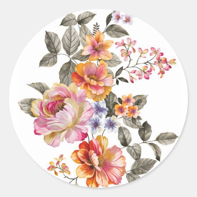  A Tapestry of Blooms Classic Round Sticker (Front)