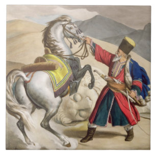 A Tartar with his Horse, engraved by the Thierry B Tile
