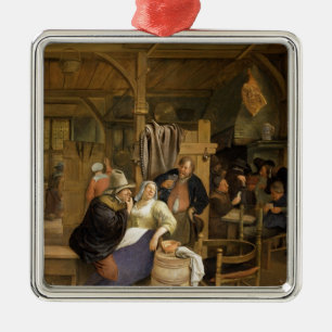 A Tavern Interior with Card Players Metal Tree Decoration