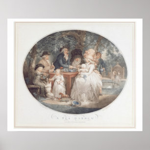 A Tea Garden, colour stipple engraving after Morla Poster