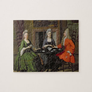 A Tea Party (oil on canvas) Jigsaw Puzzle