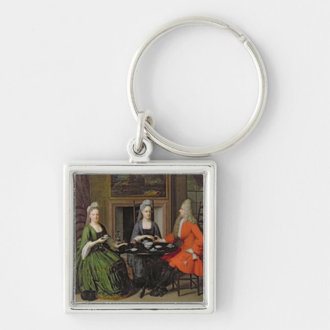 A Tea Party (oil on canvas) Key Ring (Front)