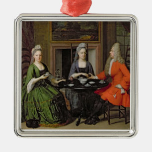 A Tea Party (oil on canvas) Metal Tree Decoration