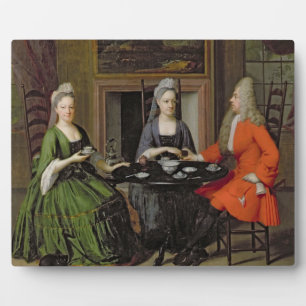 A Tea Party (oil on canvas) Plaque