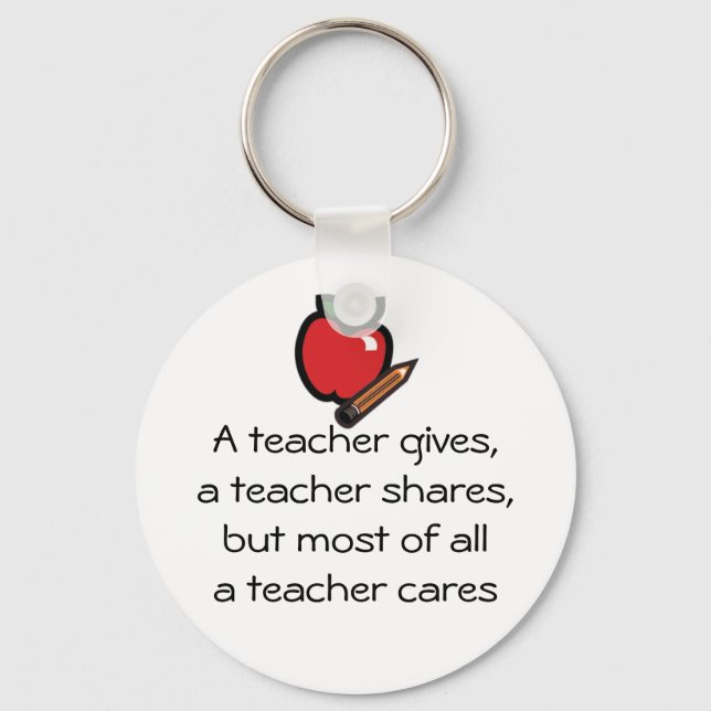 A teacher cares key ring (Front)