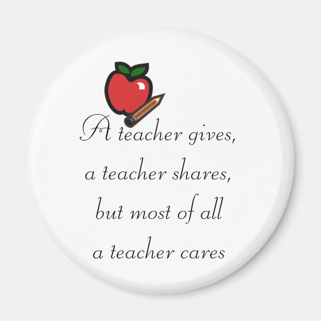 A teacher cares magnet (Front)