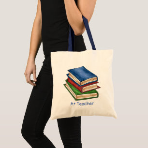 A+ Teacher Librarian Library Book Stack School Tote Bag