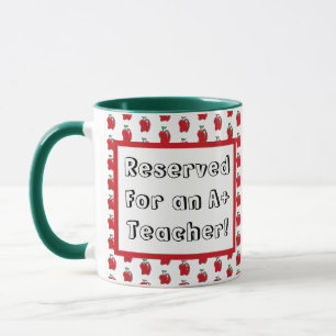A+ Teacher Red Apple Cool School Cartoon Mug