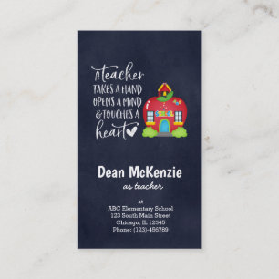 A teacher takes a hand business card