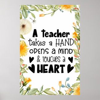 A teacher takes a hand poster