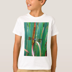 A teal Eyed Dragonfly with cattails T-Shirt