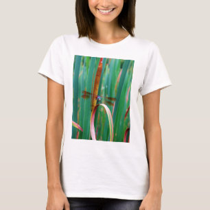 A teal Eyed Dragonfly with cattails T-Shirt