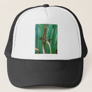 A teal Eyed Dragonfly with cattails Trucker Hat
