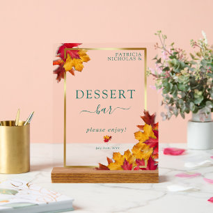 A Teal & Fall Fantasy Gold Rustic Dessert Bar Acrylic Sign