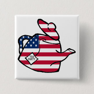 A Teapot in American Flag Colours 15 Cm Square Badge