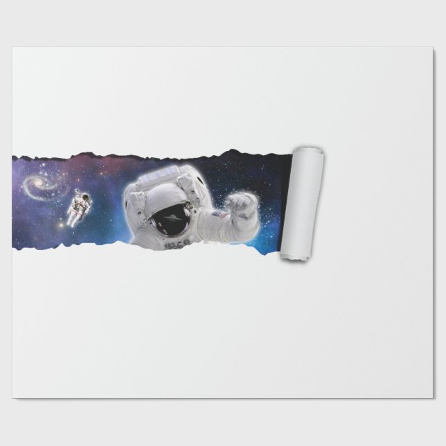 A Tear in Space - Astronaut Alien Encounter - Rip Wrapping Paper (Flat)