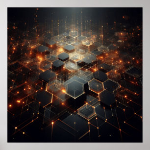  A technical image using hexagonal shapes Poster