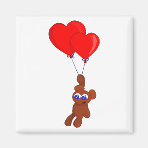 A Teddy Bear Holding Heart Shaped Balloons Magnet