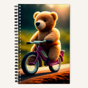 A teddy bear riding a bicycle Notebook