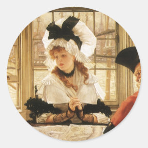 A Tedious Story by James Tissot, Vintage Fine Art Classic Round Sticker