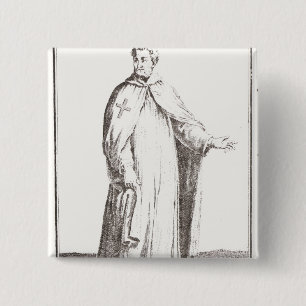 A Templar in his habit: white with a plain 15 Cm Square Badge