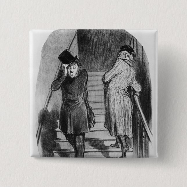 A tenant who owes three terms 15 cm square badge (Front)