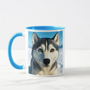 A tender portrait of a sleigh dog. mug