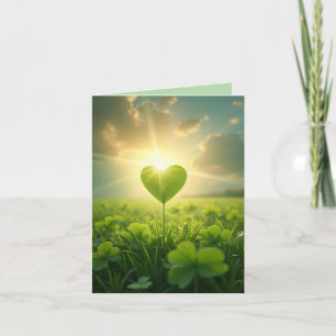 A tender shamrock heart under the evening sky  holiday card