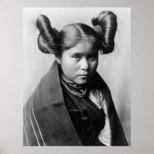 A Tewa Indian girl with fancy hairstyle Poster