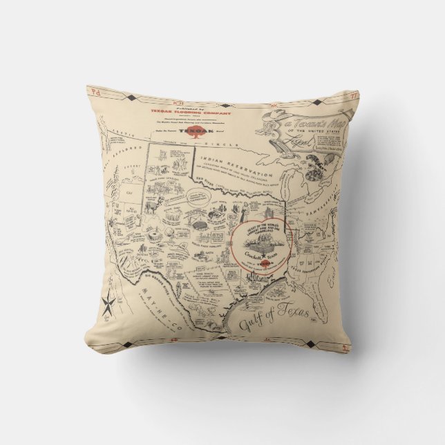 A Texan's Map of the United States (of Texas) Cushion (Front)