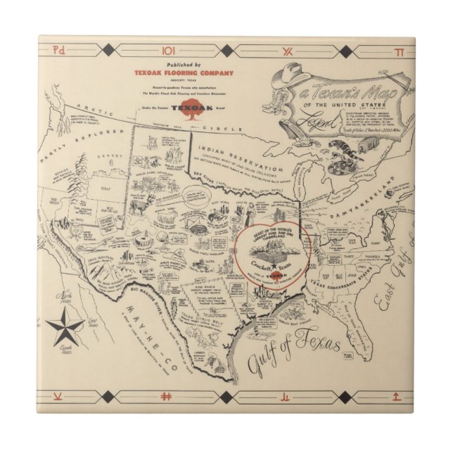 A Texan's Map of the United States (of Texas) Tile (Front)